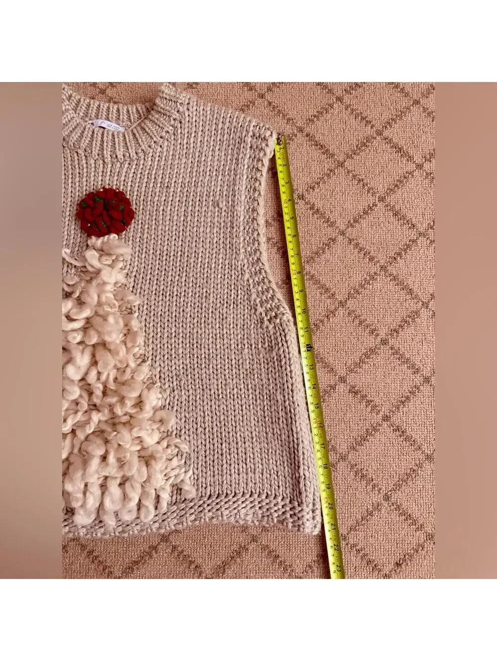 Zara Embroidered and Embellished Christmas tree Knit Holiday vest M - Picture 7 of 13